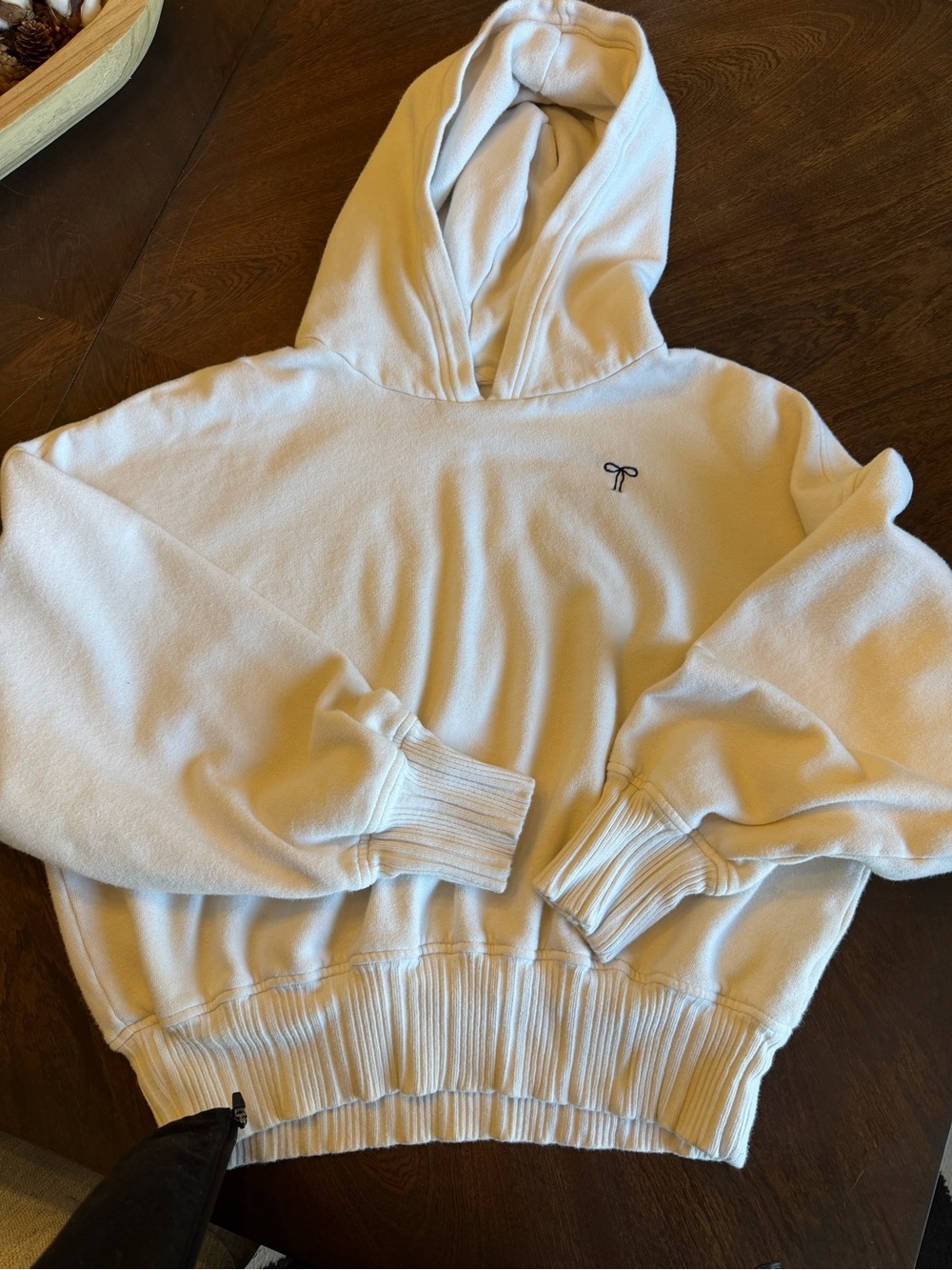 aerie Cream Pullover Hoodie with Small Chest Logo